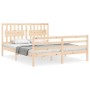 Double bed frame with solid wood headboard by vidaXL, Beds and slatted bases - Ref: Foro24-3194316, Price: 162,01 €, Discount: %