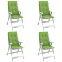 High back chair cushions 4 pcs green melange fabric 120x50x4cm by vidaXL, Cushions for chairs and sofas - Ref: Foro24-4002428...