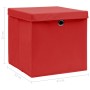 Aufbewahrungsboxen mit Deckel 4 Stück roter Stoff 32x32x32 cm von vidaXL, Aufbewahrungskörbe - Ref: Foro24-288362, Preis: 28,...