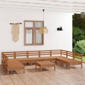 Garden furniture set 10 pieces solid pine wood brown honey by vidaXL, Garden sets - Ref: Foro24-3083422, Price: 523,11 €, Dis...