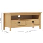 Hill TV cabinet solid pine wood honey brown 110x40x47 cm by vidaXL, TV Furniture - Ref: Foro24-288923, Price: 97,83 €, Discou...