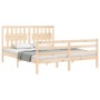 Double bed frame with solid wood headboard by vidaXL, Beds and slatted bases - Ref: Foro24-3194316, Price: 162,01 €, Discount: %