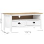 TV-Schrank Hill aus massivem weißem Kiefernholz, 110 x 40 x 47 cm von vidaXL, TV-Möbel - Ref: Foro24-288926, Preis: 105,74 €,...