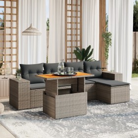 6-teiliges Gartenmöbel-Set und graue synthetische Rattankissen von vidaXL, Gartensets - Ref: Foro24-3272614, Preis: 428,51 €,...