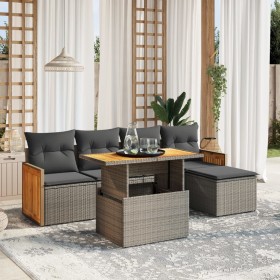 6-teiliges Gartenmöbel-Set und graue synthetische Rattankissen von vidaXL, Gartensets - Ref: Foro24-3273937, Preis: 406,96 €,...