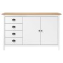 Hill Nachttisch aus massivem weißem Kiefernholz 130x40x80 cm von vidaXL, Sideboards - Ref: Foro24-288934, Preis: 186,61 €, Ra...