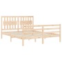 Double bed frame with solid wood headboard by vidaXL, Beds and slatted bases - Ref: Foro24-3194316, Price: 162,01 €, Discount: %