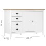 Hill Nachttisch aus massivem weißem Kiefernholz 130x40x80 cm von vidaXL, Sideboards - Ref: Foro24-288934, Preis: 205,55 €, Ra...