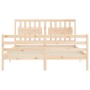 Double bed frame with solid wood headboard by vidaXL, Beds and slatted bases - Ref: Foro24-3194316, Price: 162,01 €, Discount: %