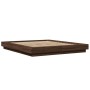 Bed frame with LED lights oak brown wood 160x200 cm by vidaXL, Beds and slatted bases - Ref: Foro24-3281090, Price: 208,98 €,...