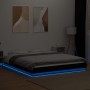 Bed frame with LED lights black engineered wood 150x200cm by vidaXL, Beds and slatted bases - Ref: Foro24-3281092, Price: 206...