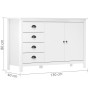 Hill Nachttisch aus massivem weißem Kiefernholz 130x40x80 cm von vidaXL, Sideboards - Ref: Foro24-288932, Preis: 168,50 €, Ra...