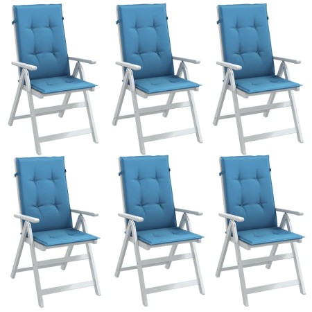 Cojines silla respaldo alto 6 uds tela azul melange 120x50x4 cm de vidaXL, Cojines para sillas y sofás - Ref: Foro24-4002426,...