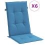 Cojines silla respaldo alto 6 uds tela azul melange 120x50x4 cm de vidaXL, Cojines para sillas y sofás - Ref: Foro24-4002426,...