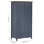 Hill 2-door wardrobe solid gray pine wood 89x50x170cm by vidaXL, Wardrobes - Ref: Foro24-288949, Price: 417,90 €, Discount: %