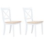 Sillas comedor 2 uds madera maciza caucho blanco y madera claro de vidaXL, Sillas de comedor - Ref: Foro24-247358, Precio: 15...