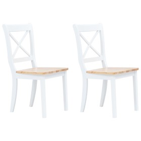 Sillas comedor 2 uds madera maciza caucho blanco y madera claro de vidaXL, Sillas de comedor - Ref: Foro24-247358, Precio: 15...