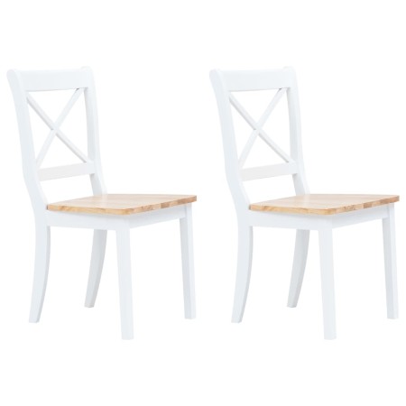 Sillas comedor 2 uds madera maciza caucho blanco y madera claro de vidaXL, Sillas de comedor - Ref: Foro24-247358, Precio: 15...