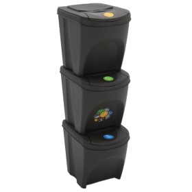 Stackable trash cans 3 units gray polypropylene 75 L by vidaXL, Garbage cans and trash cans - Ref: Foro24-152198, Price: 59,6...