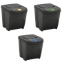 Stackable trash cans 3 units gray polypropylene 75 L by vidaXL, Garbage cans and trash cans - Ref: Foro24-152198, Price: 68,4...