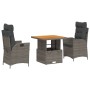 Set comedor de jardín 3 piezas con cojines ratán sintético gris de vidaXL, Conjuntos de jardín - Ref: Foro24-3277457, Precio:...