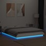 White engineered wood bed frame with LED 150x200 cm by vidaXL, Beds and slatted bases - Ref: Foro24-3281091, Price: 206,26 €,...