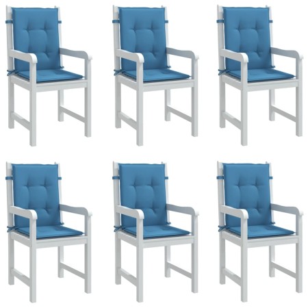 Cojines silla respaldo bajo 6 ud tela azul melange 100x50x4 cm de vidaXL, Cojines para sillas y sofás - Ref: Foro24-4002459, ...