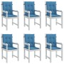 Cojines silla respaldo bajo 6 ud tela azul melange 100x50x4 cm de vidaXL, Cojines para sillas y sofás - Ref: Foro24-4002459, ...