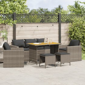 Set mit 6 Gartenmöbeln und Kissen synthetisches Rattangrau von vidaXL, Gartensets - Ref: Foro24-3213557, Preis: 527,61 €, Rab...