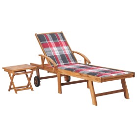 Lounger with solid teak wood table and cushion by vidaXL, Loungers - Ref: Foro24-3063034, Price: 317,99 €, Discount: %