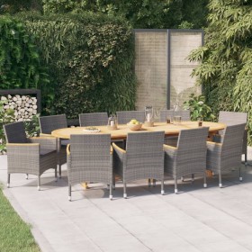 11-teiliges Garten-Essset mit grauen Kissen von vidaXL, Gartensets - Ref: Foro24-3103605, Preis: 958,99 €, Rabatt: %