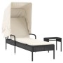 Lounger with hood and black synthetic rattan table by vidaXL, Loungers - Ref: Foro24-368197, Price: 218,99 €, Discount: %