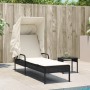 Lounger with hood and black synthetic rattan table by vidaXL, Loungers - Ref: Foro24-368197, Price: 218,99 €, Discount: %