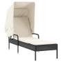 Lounger with hood and black synthetic rattan table by vidaXL, Loungers - Ref: Foro24-368197, Price: 218,99 €, Discount: %