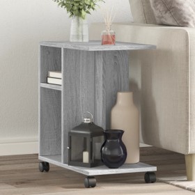 Sonoma gray engineering wood wheels side table 50x30x55 cm by vidaXL, Side tables - Ref: Foro24-840574, Price: 39,93 €, Disco...