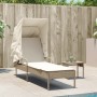 Sun lounger with beige synthetic rattan hood by vidaXL, Loungers - Ref: Foro24-368192, Price: 212,50 €, Discount: %