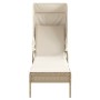 Sun lounger with beige synthetic rattan hood by vidaXL, Loungers - Ref: Foro24-368192, Price: 212,50 €, Discount: %