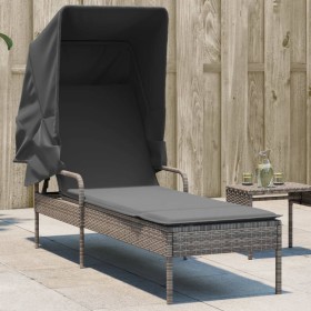 Lounger with gray synthetic rattan hood by vidaXL, Loungers - Ref: Foro24-368190, Price: 210,99 €, Discount: %