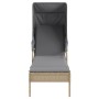 Lounger with hood and beige synthetic rattan table by vidaXL, Loungers - Ref: Foro24-368200, Price: 225,01 €, Discount: %