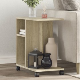 Beistelltisch mit Sonoma-Holzwerkstoffrädern 50x30x55 cm von vidaXL, Seitentische - Ref: Foro24-840571, Preis: 35,99 €, Rabat...