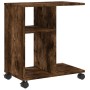 Mesa auxiliar ruedas madera ingeniería roble ahumado 50x30x55cm de vidaXL, Mesas auxiliares - Ref: Foro24-840573, Precio: 35,...