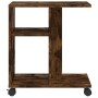 Mesa auxiliar ruedas madera ingeniería roble ahumado 50x30x55cm de vidaXL, Mesas auxiliares - Ref: Foro24-840573, Precio: 35,...