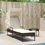 Lounger with hood and brown synthetic rattan table by vidaXL, Loungers - Ref: Foro24-368198, Price: 225,01 €, Discount: %