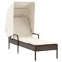 Lounger with hood and brown synthetic rattan table by vidaXL, Loungers - Ref: Foro24-368198, Price: 225,01 €, Discount: %