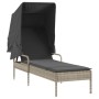 Sun lounger with light gray synthetic rattan hood by vidaXL, Loungers - Ref: Foro24-368193, Price: 212,99 €, Discount: %