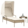 Lounger with hood and beige synthetic rattan table by vidaXL, Loungers - Ref: Foro24-368201, Price: 225,01 €, Discount: %