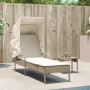 Lounger with hood and beige synthetic rattan table by vidaXL, Loungers - Ref: Foro24-368201, Price: 225,01 €, Discount: %