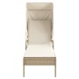 Lounger with hood and beige synthetic rattan table by vidaXL, Loungers - Ref: Foro24-368201, Price: 225,01 €, Discount: %