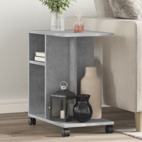 Concrete gray engineering wood wheels side table 50x30x55cm by vidaXL, Side tables - Ref: Foro24-840572, Price: 35,68 €, Disc...