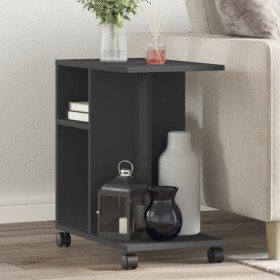 Side table with wheels black engineered wood 50x30x55 cm by vidaXL, Side tables - Ref: Foro24-840570, Price: 36,94 €, Discoun...